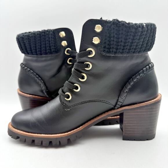 Jack Rogers Womens Harper Hiker Booties US 7.5 Black Leather Water Resistant NIB - Picture 7 of 12